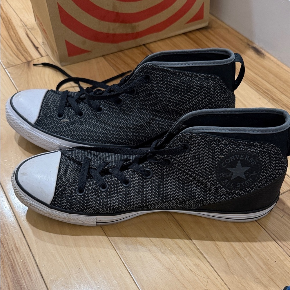 Converse Black High Top Sneakers with White Toe Cap